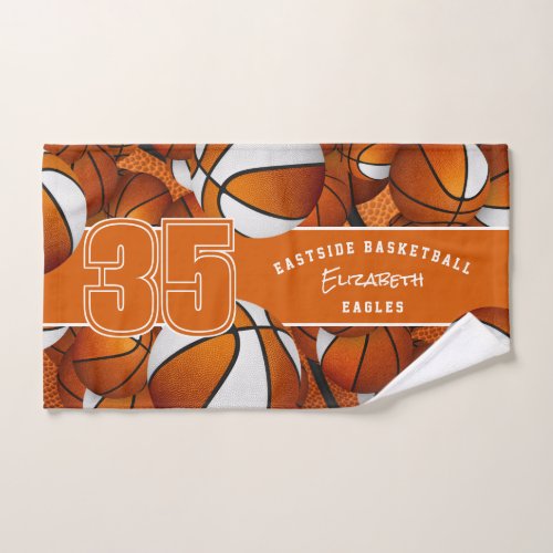 orange white basketballs boys girls team spirit towel