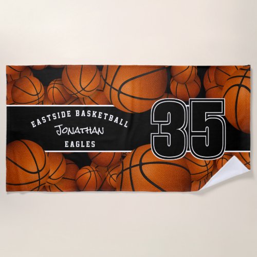 Lots of basketballs team spirit gifts personalized beach towel