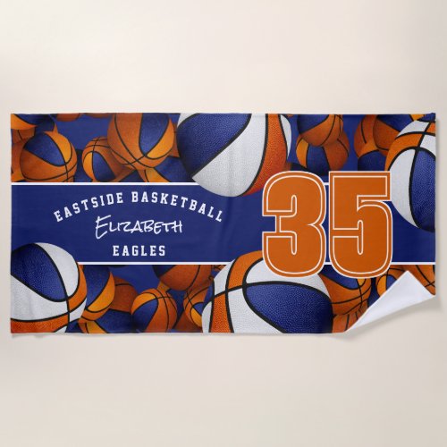 blue orange basketball team colors beach towel