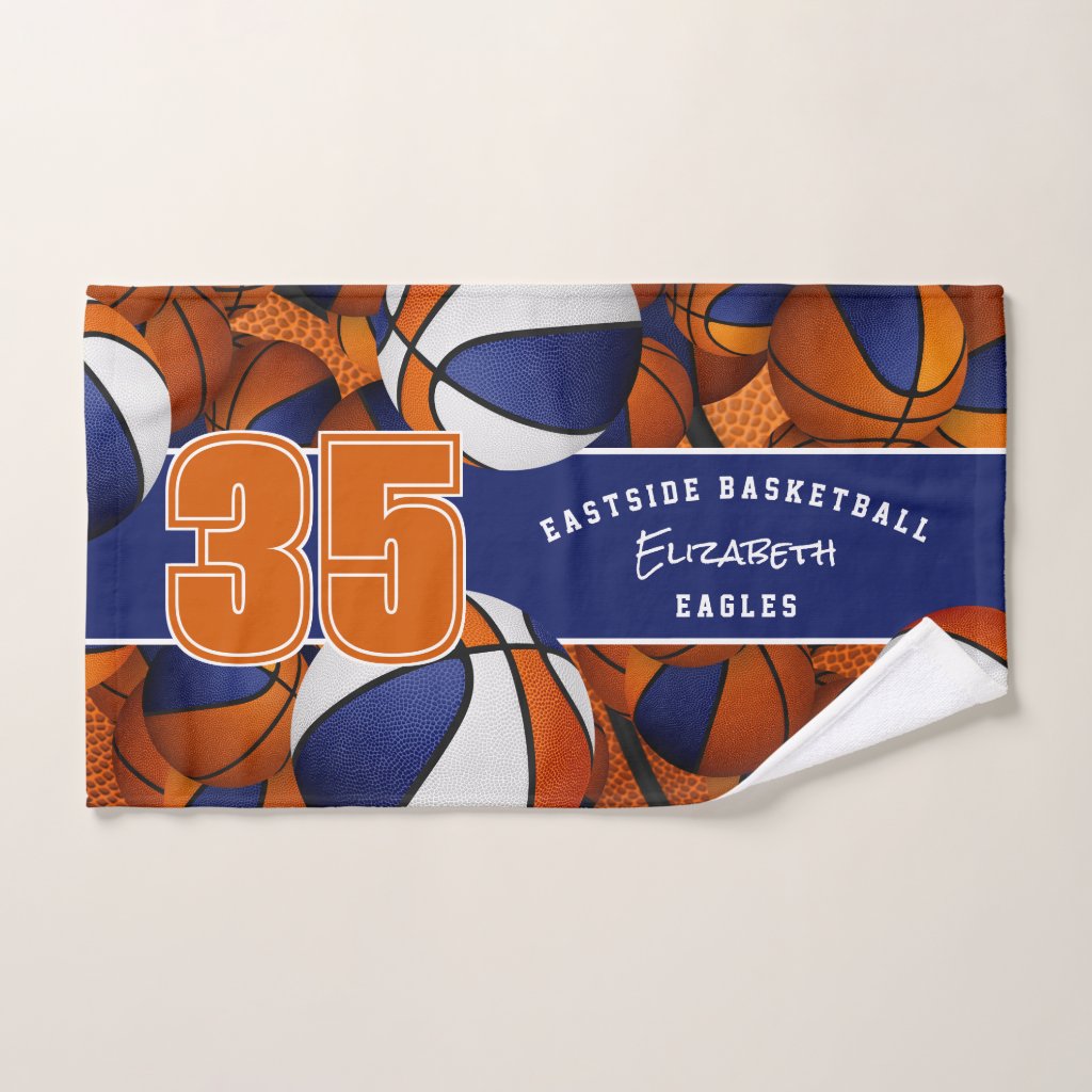 blue orange basketball team colors hand towell