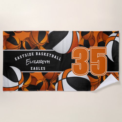  black orange basketball team colors beach towel