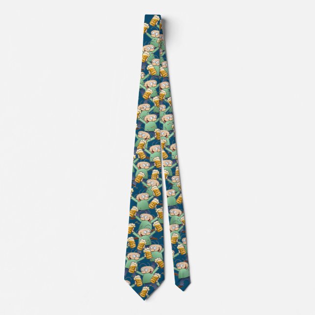 Lots Of Beer Beer Beer Cartoon On Blue Background Neck Tie (Front)