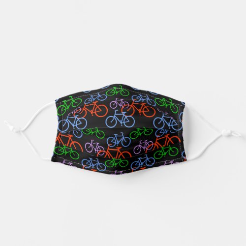 Lots of Bicycles Pattern on Black Adult Cloth Face Mask