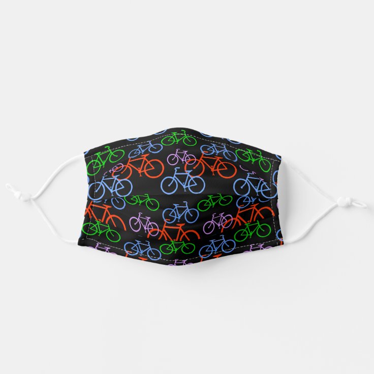 Lots of Bicycles Pattern on Black Adult Cloth Face Mask Zazzle