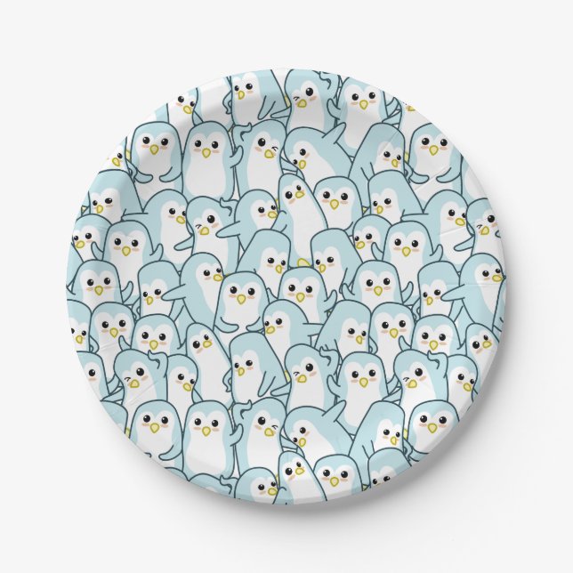 Lots of cartoon Penguins Paper Plates (Front)