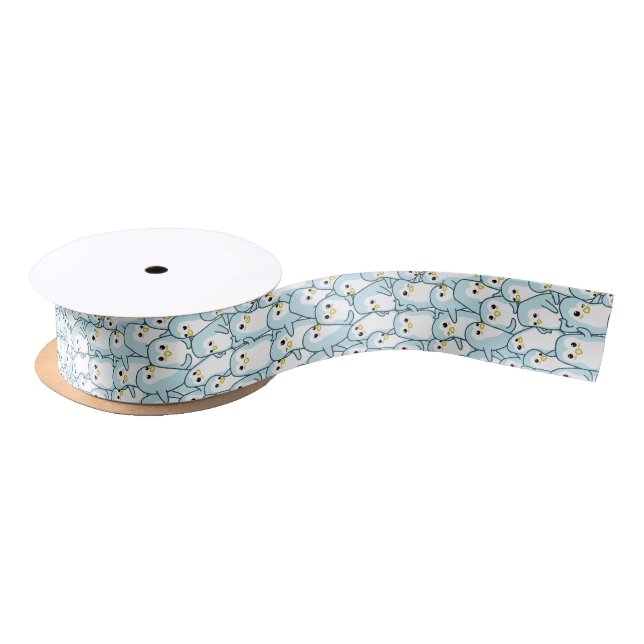 Lots of cartoon Penguins Satin Ribbon (Spool)