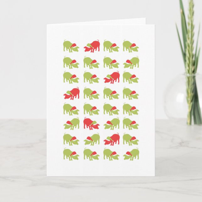 Lots of Christmas Pigs Holiday Card (Front)