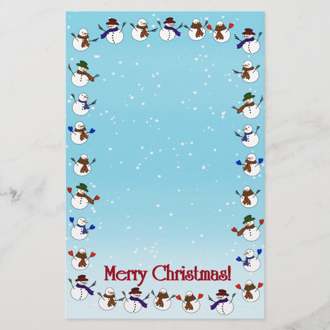 Lots of Christmas Snowmen Stationery (Front)