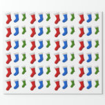 [ Thumbnail: Lots of Christmas Stockings Wrapping Paper ]