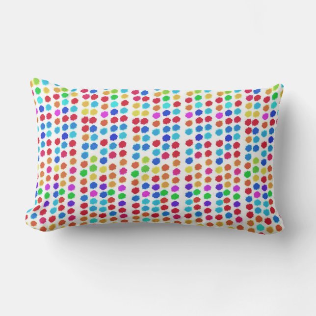   lots of color bright painted dots pattern  lumbar pillow (Front)