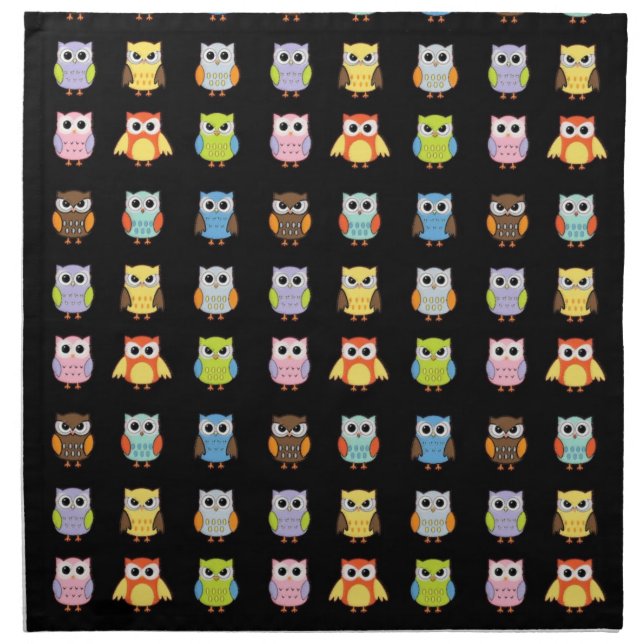 Lots of Colorful Cute Owls Pattern Napkin (Front)