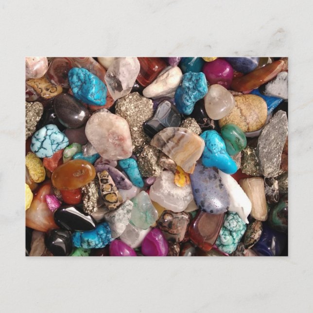 Lots of Colorful Iinteresting Polished Rocks Postcard (Front)