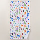 [ Thumbnail: Lots of Colorful Music Notes and Symbols Beach Towel ]