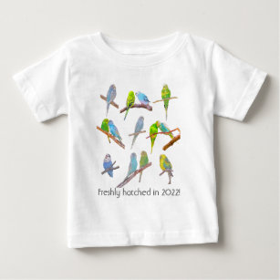 Lots of colorful parakeets - cute little birds     baby T-Shirt