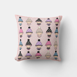 Lots of Cute Babies on Pink Polkadot Throw Pillow