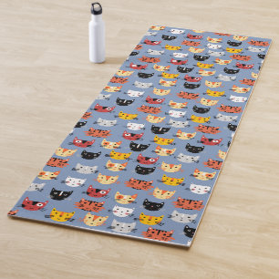 Lots of Cute Cats Blue Yoga Mat