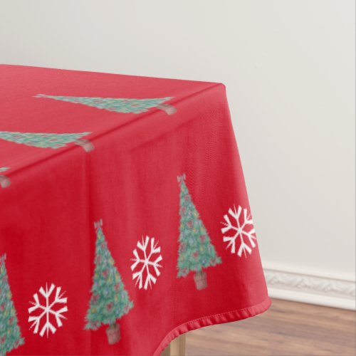 lots of decorated trees for christmas tablecloth