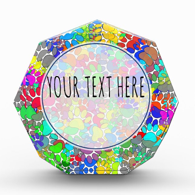 Lots Of Dog Paw Prints All Over Acrylic Award (Front)