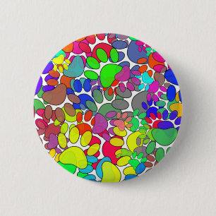 Lots Of Dog Paw Prints All Over Button