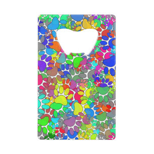 Lots Of Dog Paw Prints All Over Credit Card Bottle Opener