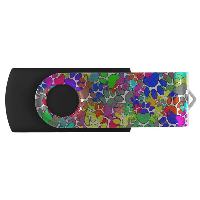 Lots Of Dog Paw Prints All Over Flash Drive (Front)