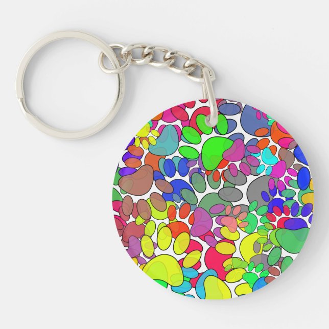 Lots Of Dog Paw Prints All Over Keychain (Front)