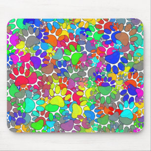 Lots Of Dog Paw Prints All Over Mouse Pad