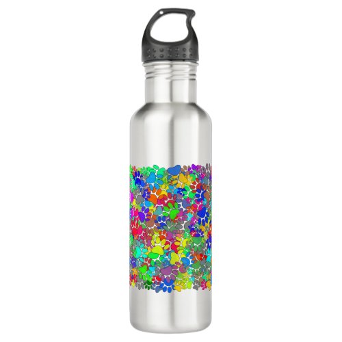 Lots Of Dog Paw Prints All Over Stainless Steel Water Bottle