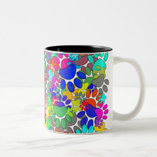 Lots Of Dog Paw Prints All Over Two-Tone Coffee Mug