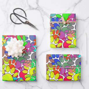 Lots Of Dog Paw Prints All Over Wrapping Paper Sheets