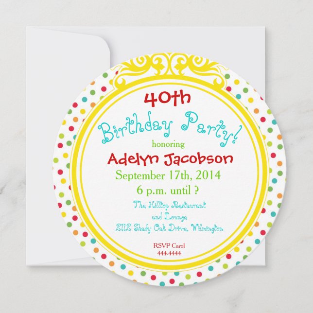 Lots of Dots Birthday Circle Invitation (Front)