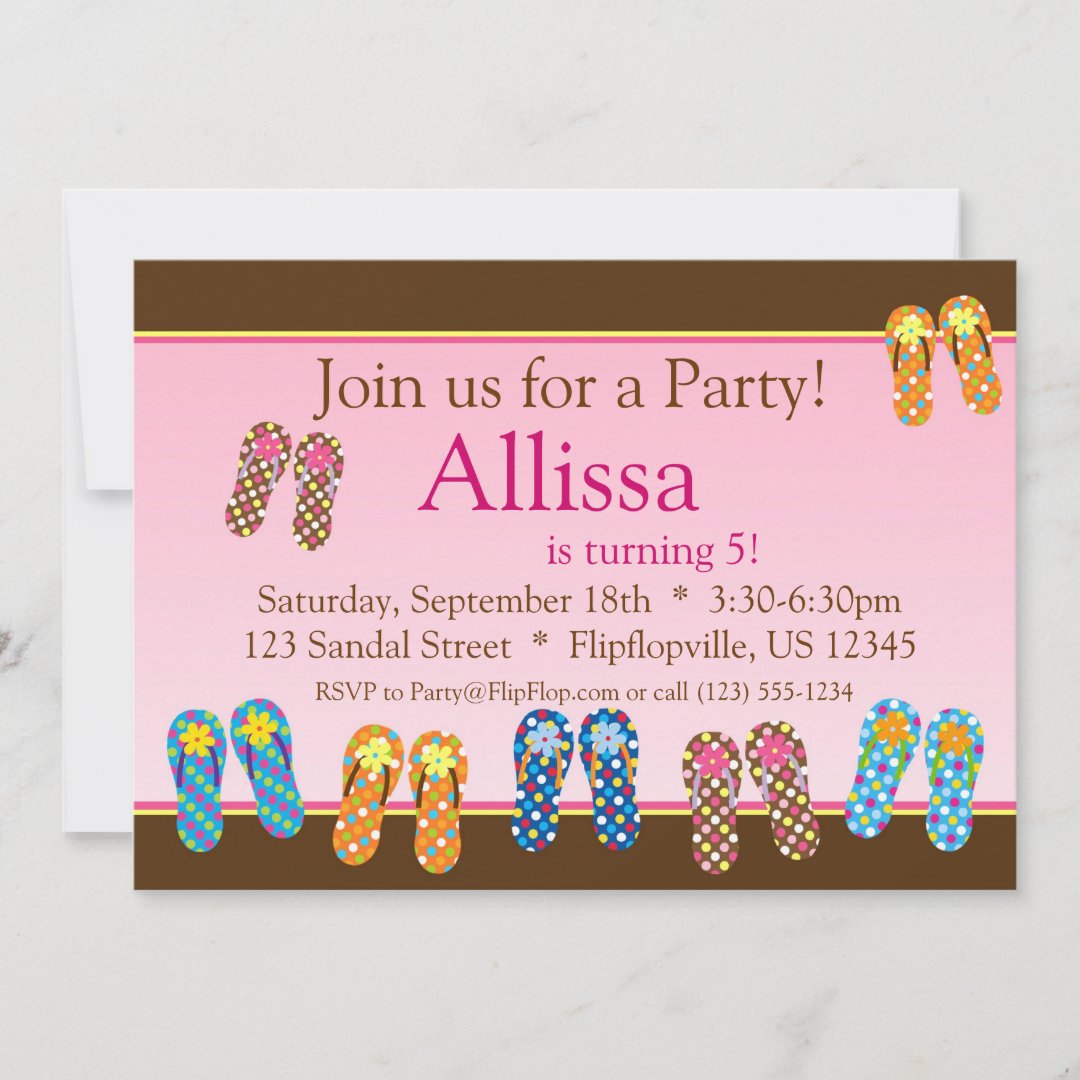 Lots of Flip Flops Birthday Invitation | Zazzle