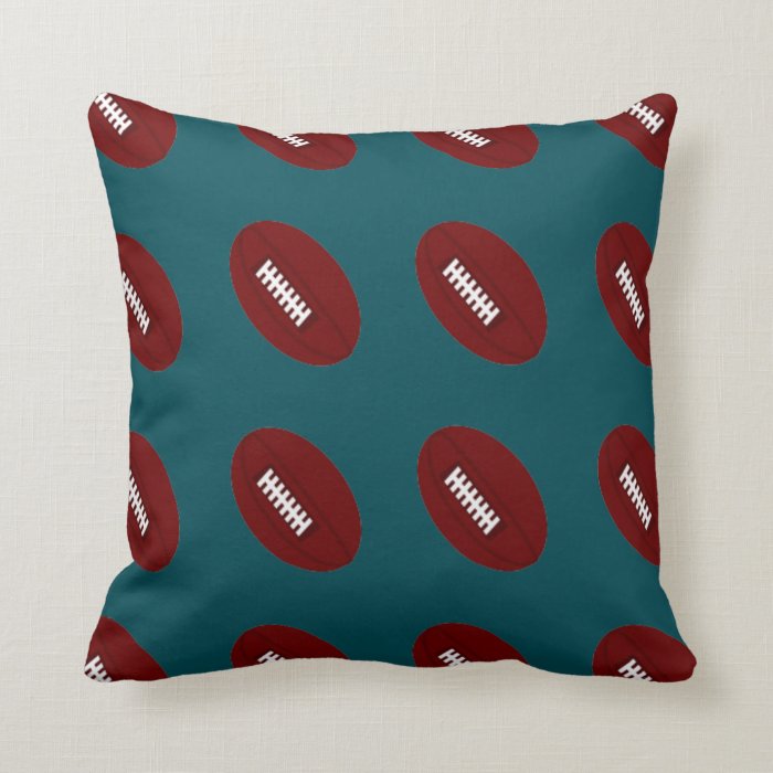 Lots of Footballs Dark Green Throw Pillow