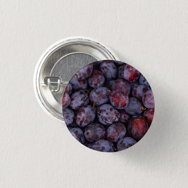 Lots of Fresh Purple Plums Button (Front & Back)