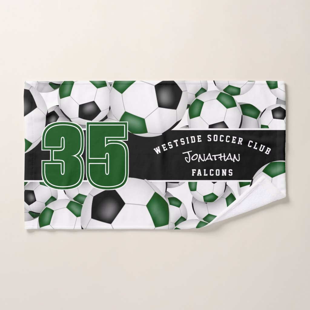 green black soccer team colors hand towel