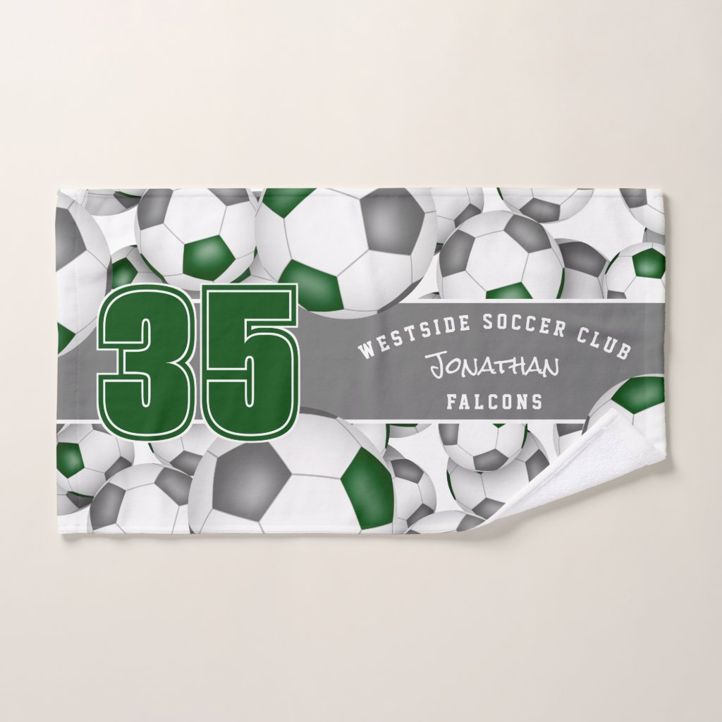green gray soccer team colors hand towel