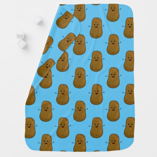 Lots of Happy Potatoes, Blue Baby Blanket (In Situ)