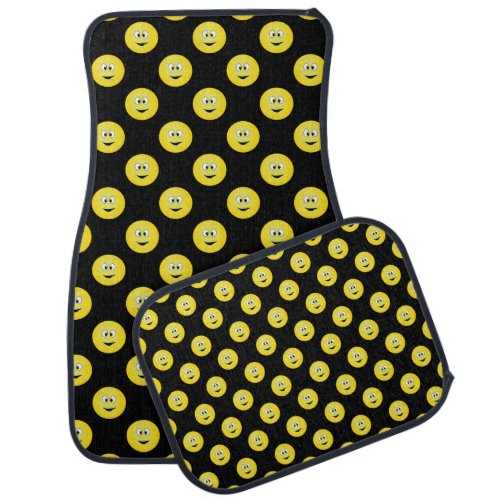 Lots Of Happy Yellow Faces On Black Car Floor Mat
