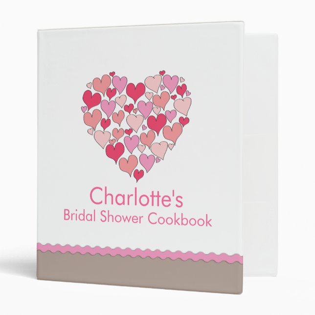 Lots of Hearts Bridal Shower Recipe Cookbook Binder (Front/Inside)
