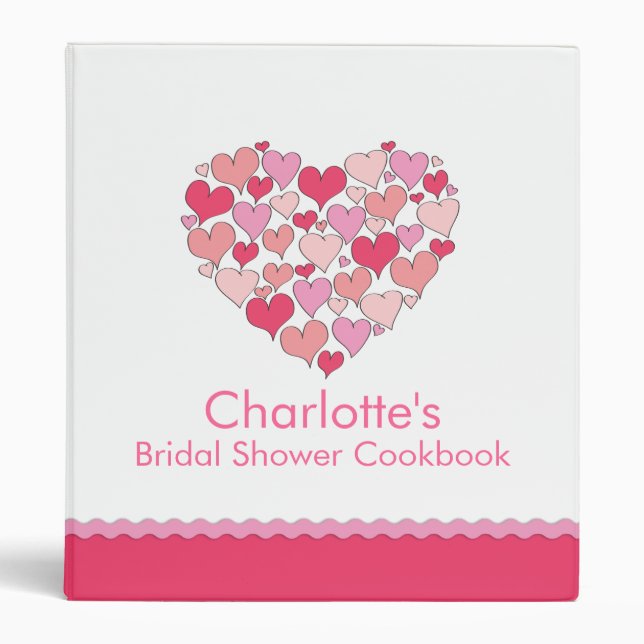 Lots of Hearts Bridal Shower Recipe Cookbook Binder (Front)
