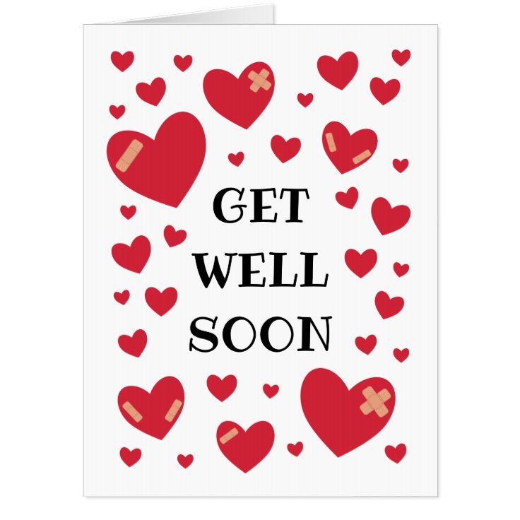 Lots Of Hearts Get Well Soon Big Card Zazzle