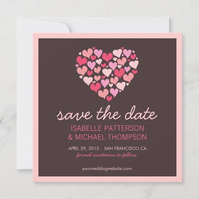 Lots of Hearts Love Save the Date Announcement (Front)