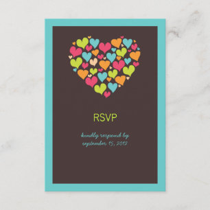 Lots of Hearts Wedding RSVP Card