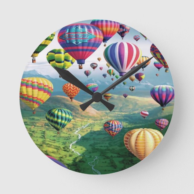Lots of Hot Air Balloons Round Medium Wall Clock (Front)