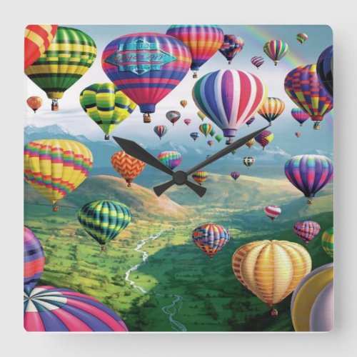 Lots of Hot Air Balloons Square Wall Clock