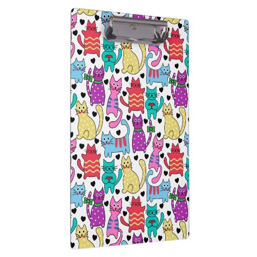 Personalized Hipster Cats Clipboard - Letter Size 12.5x9 Inch With Retractable Hook & Custom Design