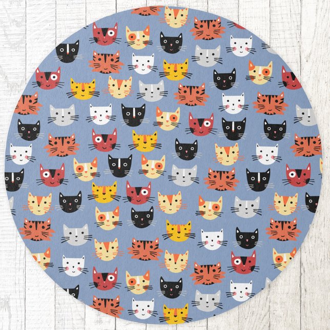 Lots of Kitty Cats Rug (Fun kitty cat pattern blue indoor or outdoor rug.)