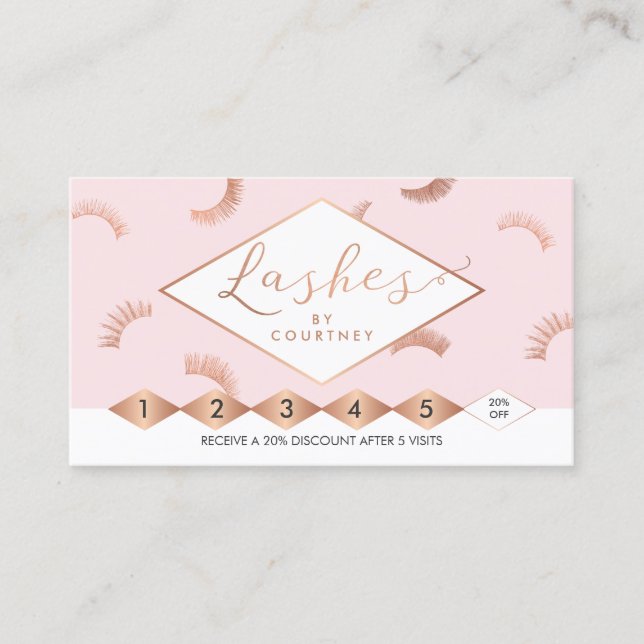 Lots of Lashes Lash Salon Pink/Rose Gold Loyalty (Front)