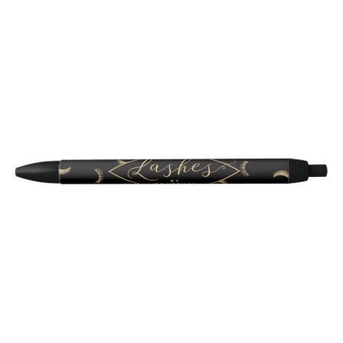 Lots of Lashes Pattern BlackGold Personalized Black Ink Pen