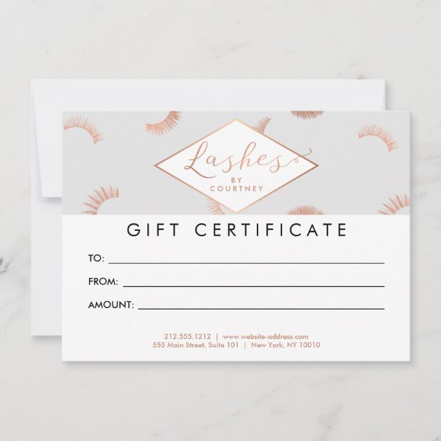Lots of Lashes Pattern Gray/Rose Gold Gift Card (Front)
